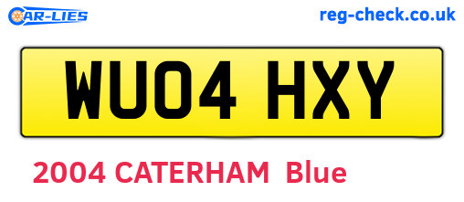 WU04HXY are the vehicle registration plates.