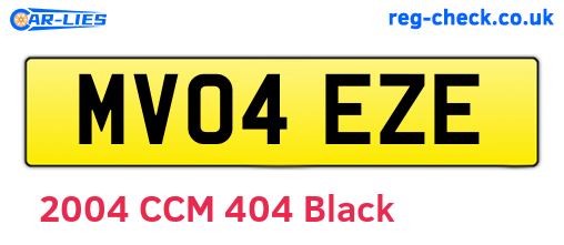 MV04EZE are the vehicle registration plates.