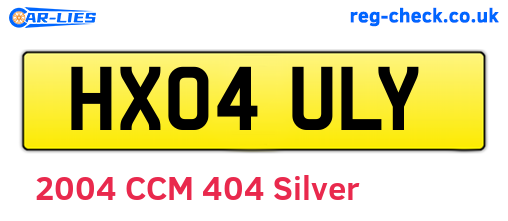 HX04ULY are the vehicle registration plates.