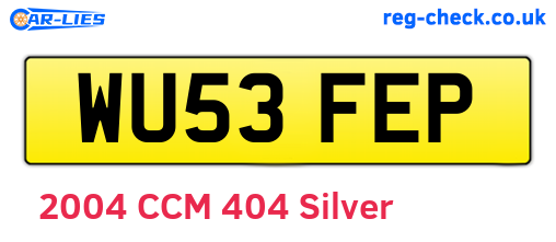 WU53FEP are the vehicle registration plates.