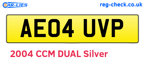 AE04UVP are the vehicle registration plates.