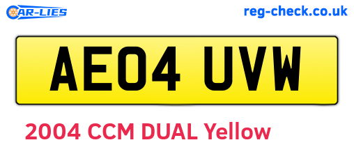 AE04UVW are the vehicle registration plates.