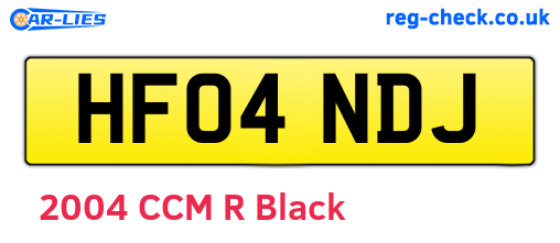 HF04NDJ are the vehicle registration plates.
