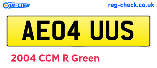 AE04UUS are the vehicle registration plates.