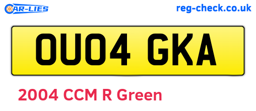 OU04GKA are the vehicle registration plates.