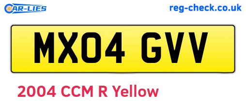 MX04GVV are the vehicle registration plates.