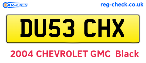 DU53CHX are the vehicle registration plates.