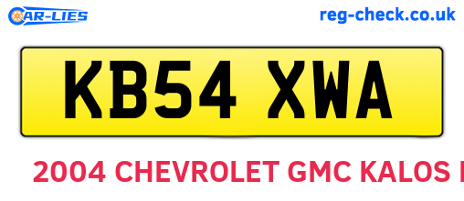 KB54XWA are the vehicle registration plates.