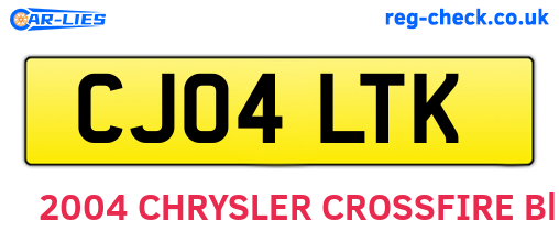 CJ04LTK are the vehicle registration plates.