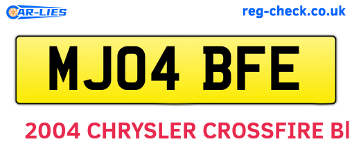 MJ04BFE are the vehicle registration plates.