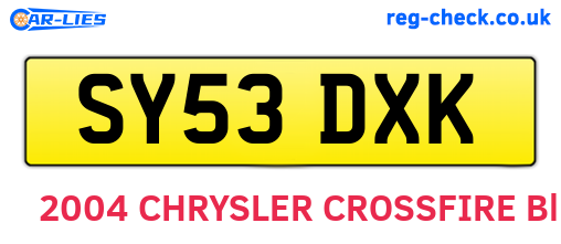SY53DXK are the vehicle registration plates.