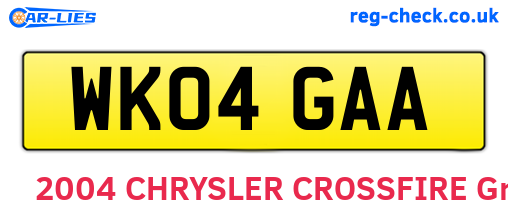 WK04GAA are the vehicle registration plates.