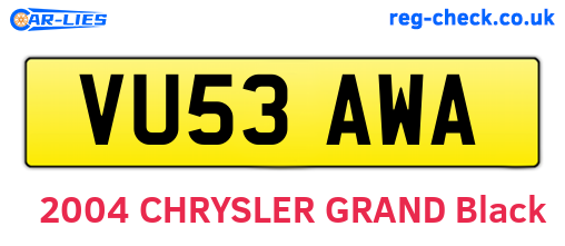 VU53AWA are the vehicle registration plates.