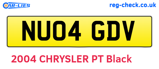 NU04GDV are the vehicle registration plates.