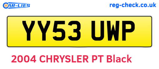 YY53UWP are the vehicle registration plates.