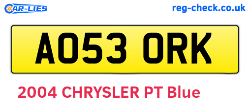 AO53ORK are the vehicle registration plates.