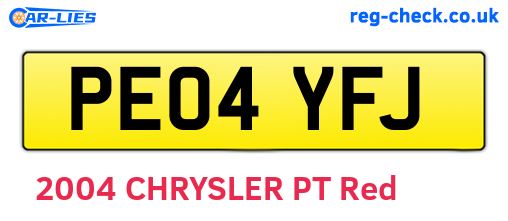 PE04YFJ are the vehicle registration plates.