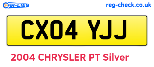 CX04YJJ are the vehicle registration plates.