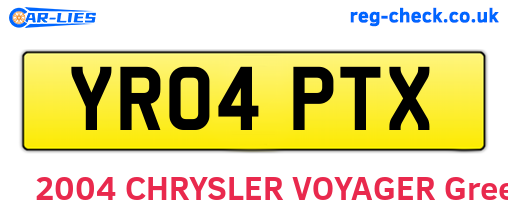 YR04PTX are the vehicle registration plates.