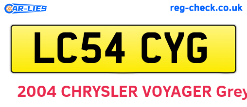 LC54CYG are the vehicle registration plates.