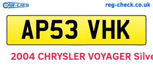 AP53VHK are the vehicle registration plates.