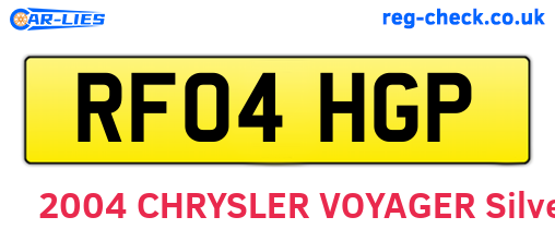 RF04HGP are the vehicle registration plates.