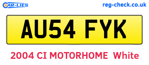 AU54FYK are the vehicle registration plates.