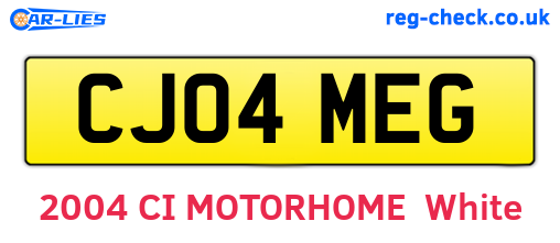 CJ04MEG are the vehicle registration plates.