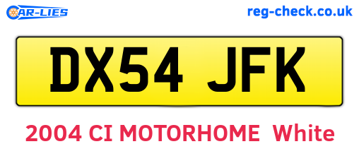DX54JFK are the vehicle registration plates.