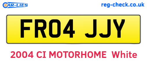 FR04JJY are the vehicle registration plates.