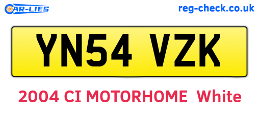 YN54VZK are the vehicle registration plates.