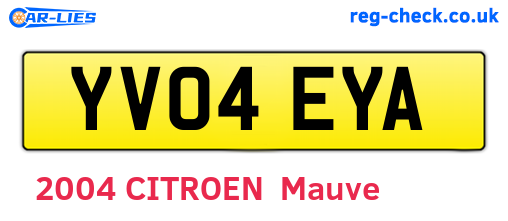 YV04EYA are the vehicle registration plates.