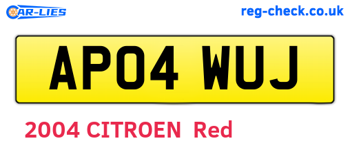 AP04WUJ are the vehicle registration plates.