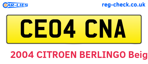 CE04CNA are the vehicle registration plates.