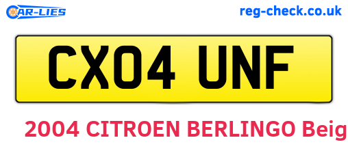 CX04UNF are the vehicle registration plates.