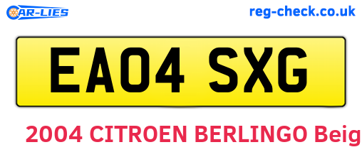 EA04SXG are the vehicle registration plates.