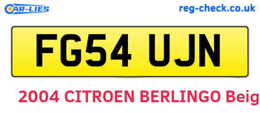 FG54UJN are the vehicle registration plates.