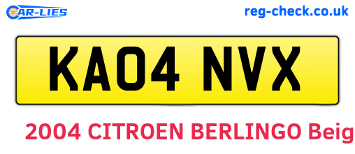 KA04NVX are the vehicle registration plates.