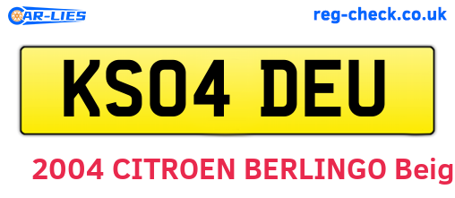 KS04DEU are the vehicle registration plates.