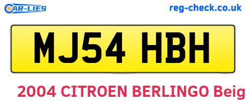 MJ54HBH are the vehicle registration plates.