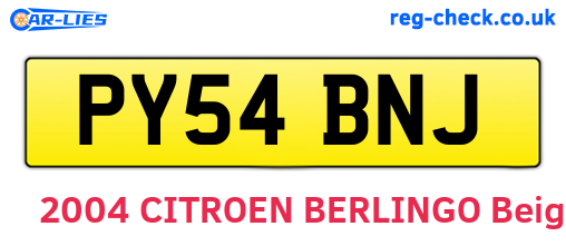 PY54BNJ are the vehicle registration plates.