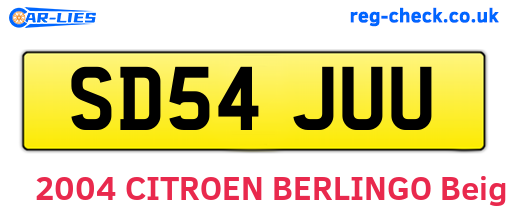 SD54JUU are the vehicle registration plates.