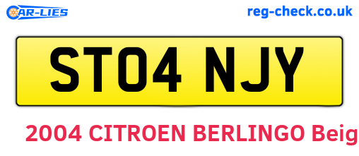 ST04NJY are the vehicle registration plates.