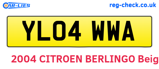 YL04WWA are the vehicle registration plates.