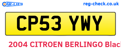 CP53YWY are the vehicle registration plates.