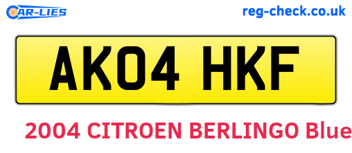 AK04HKF are the vehicle registration plates.