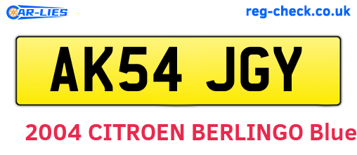 AK54JGY are the vehicle registration plates.