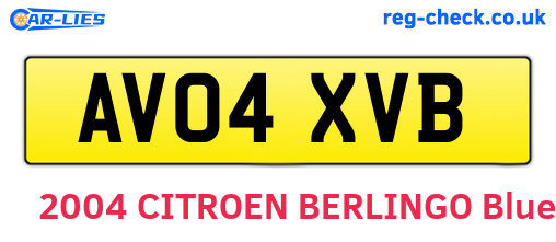 AV04XVB are the vehicle registration plates.