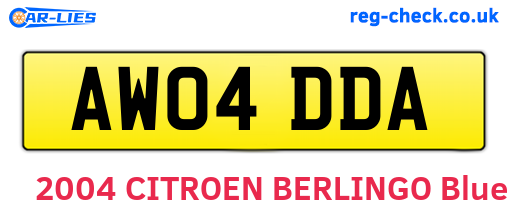 AW04DDA are the vehicle registration plates.