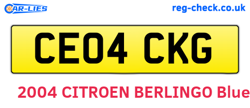 CE04CKG are the vehicle registration plates.